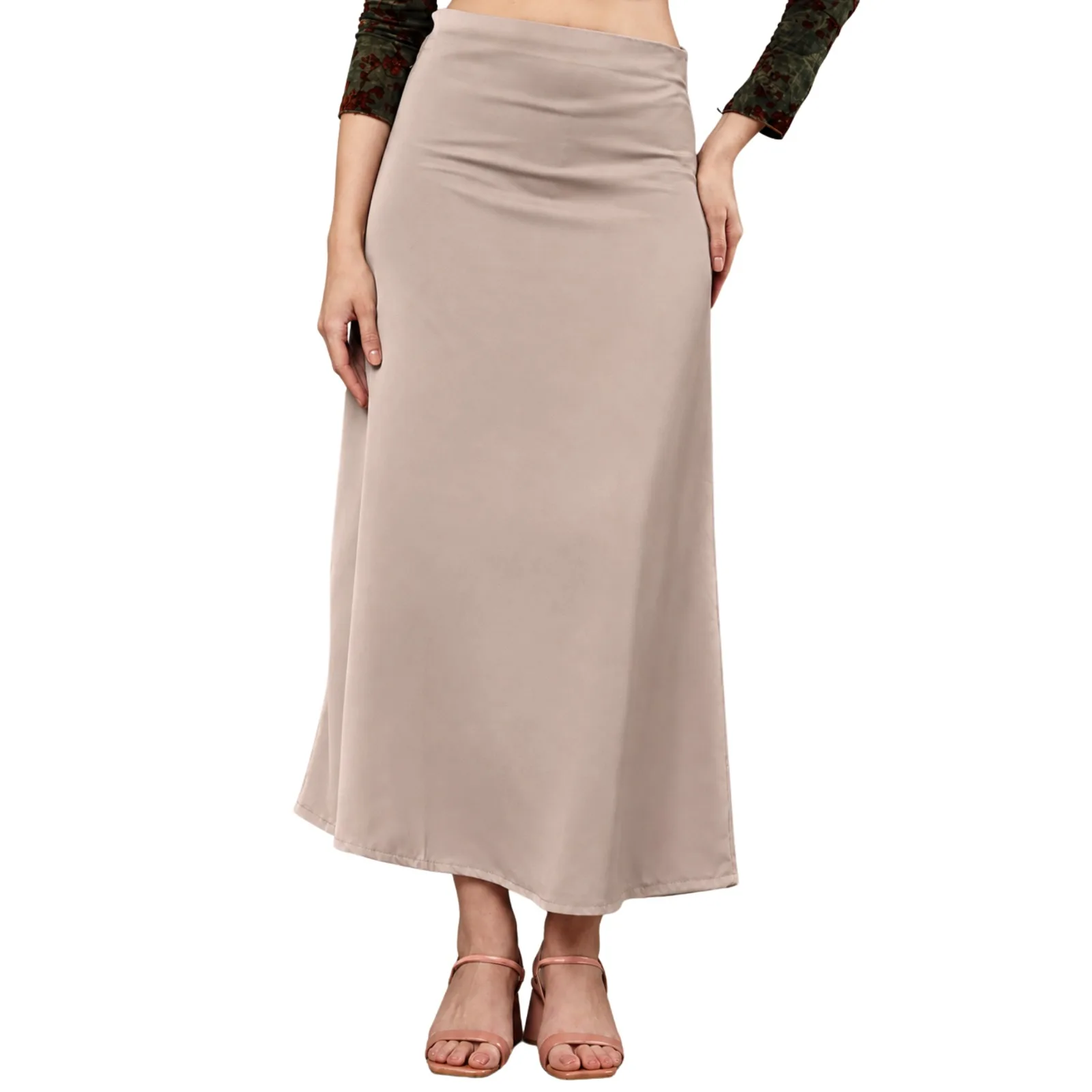 Korean Satin A-Line Flowy Skirt