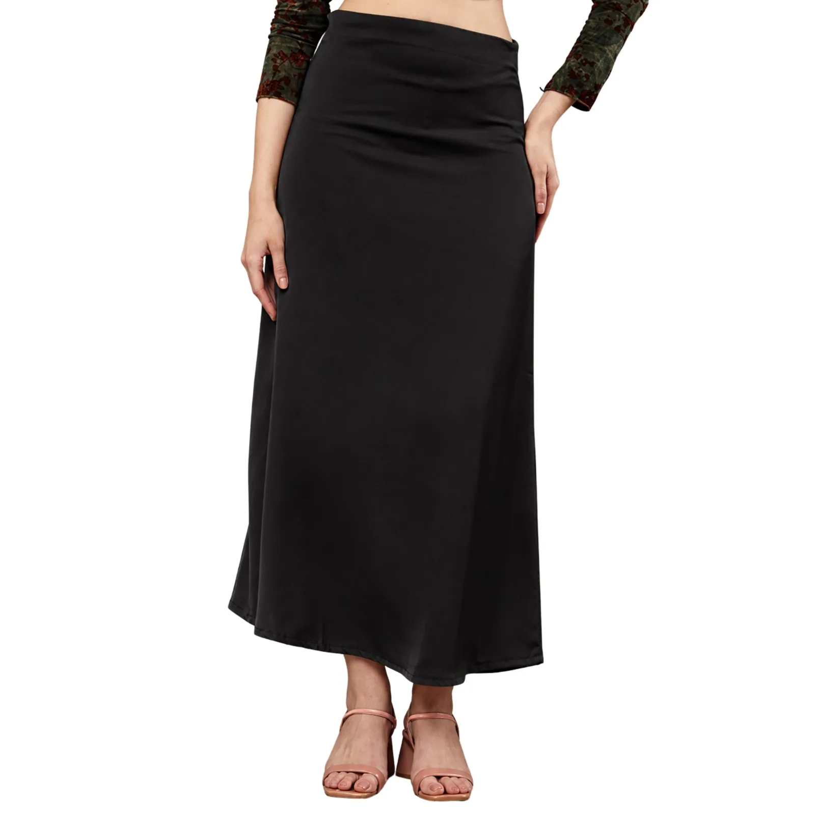 Satin Korean A-Line Flowy Skirt