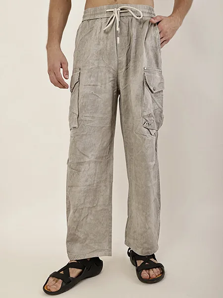 ZAKH Men's Light Grey Washed Cargo Pants