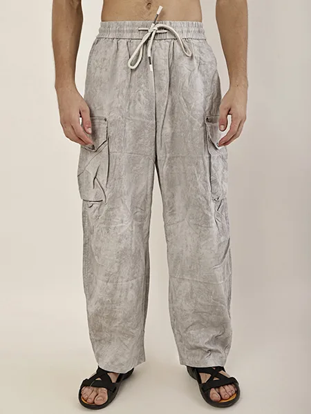 ZAKH Men's Light Grey Utility Cargo Pants