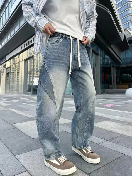 Men’s Baggy Panel Detail Jeans