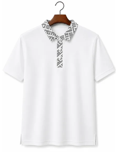 Geometric Collar Polo T-Shirt