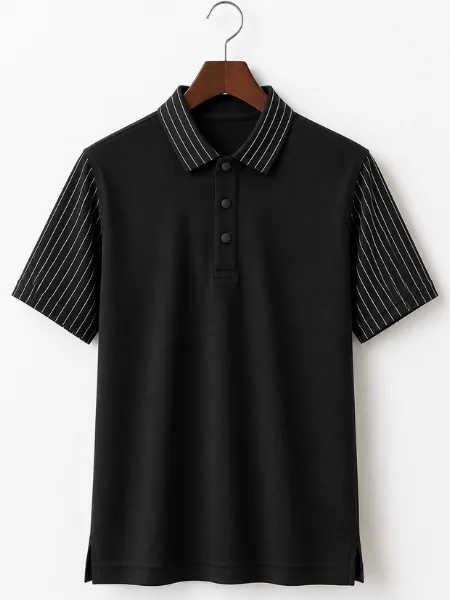 Textured Pinstripe Polo