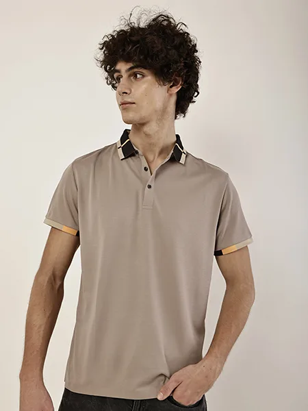 ZAKH Men's Taupe Grey Polo T-Shirt