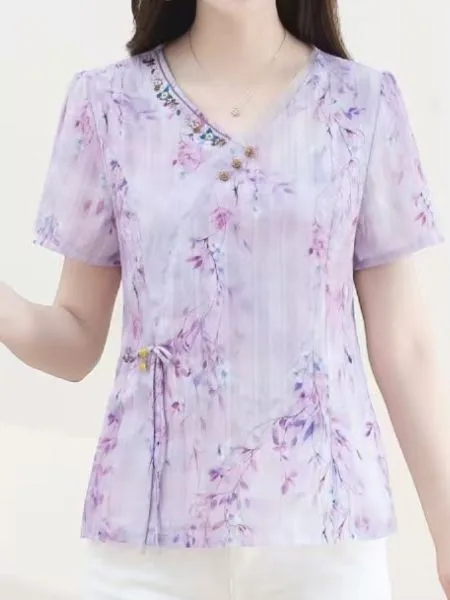 Lavender Bloom Side-Tie Top