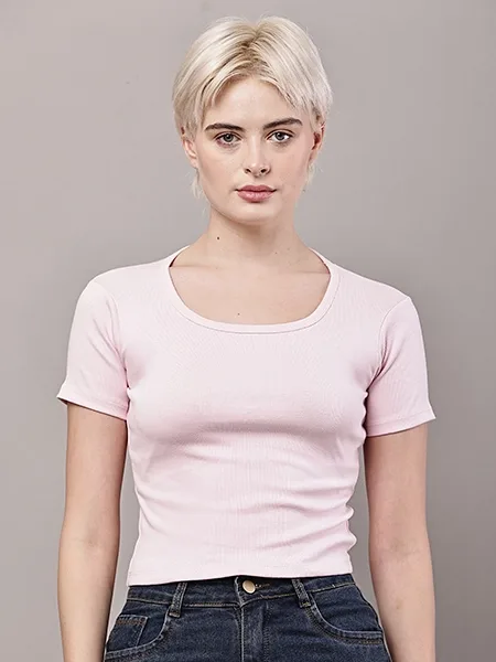 Scoop Neck Fitted Crop Top