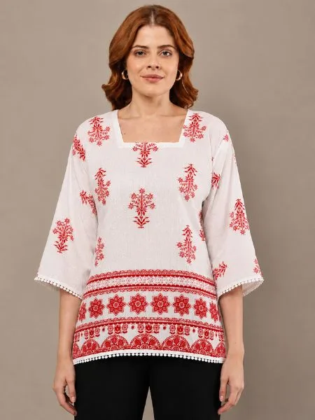 Teal Bloom Printed Kurti