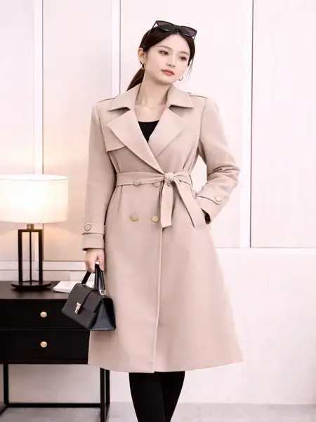 Lapel Collar Long Overcoat