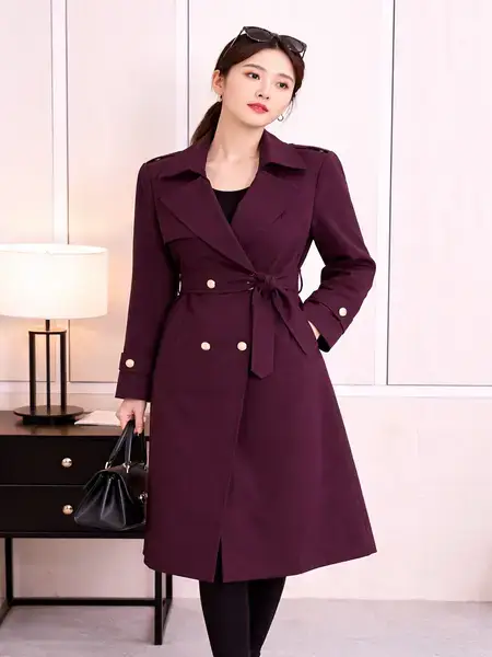 Lapel Collar Long Overcoat