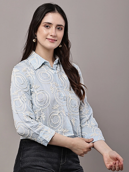 Embroidered Crop Shirt
