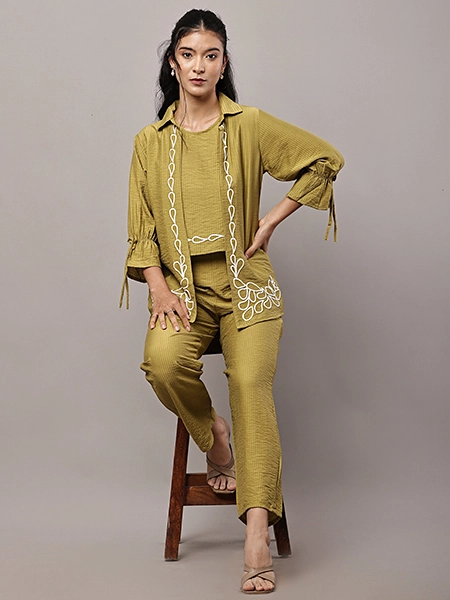 Mustard Embroidered Co‑Ord Set