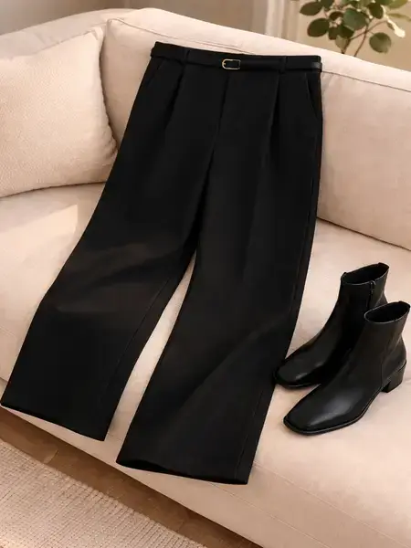 Wide-Leg Black Korean Pants