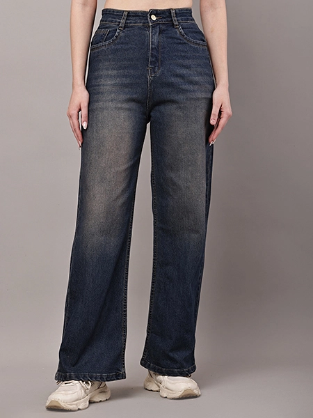 Wide Leg Indigo Washed Denim