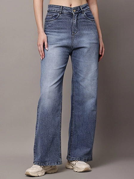 Faded blue Wide Leg Denim