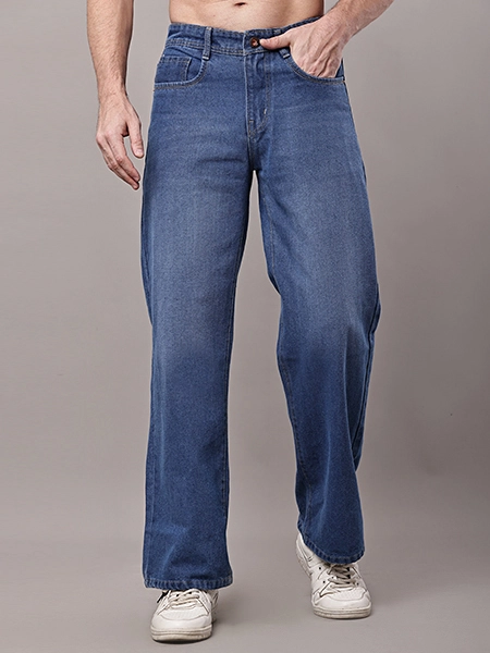 Mid Wash Blue wide-leg Denim