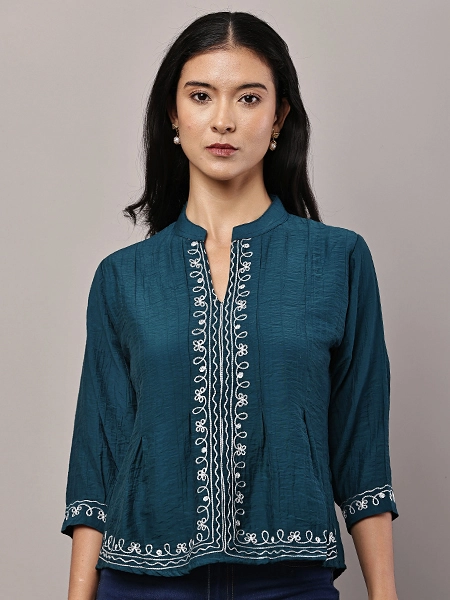 Embroidered Split Neck Kurti