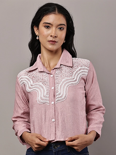 Lace Overlay Short Shirt
