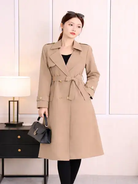 Lapel Collar Long Overcoat