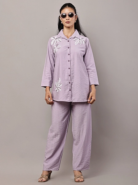 Lavender Embroidered Co‑Ord Set