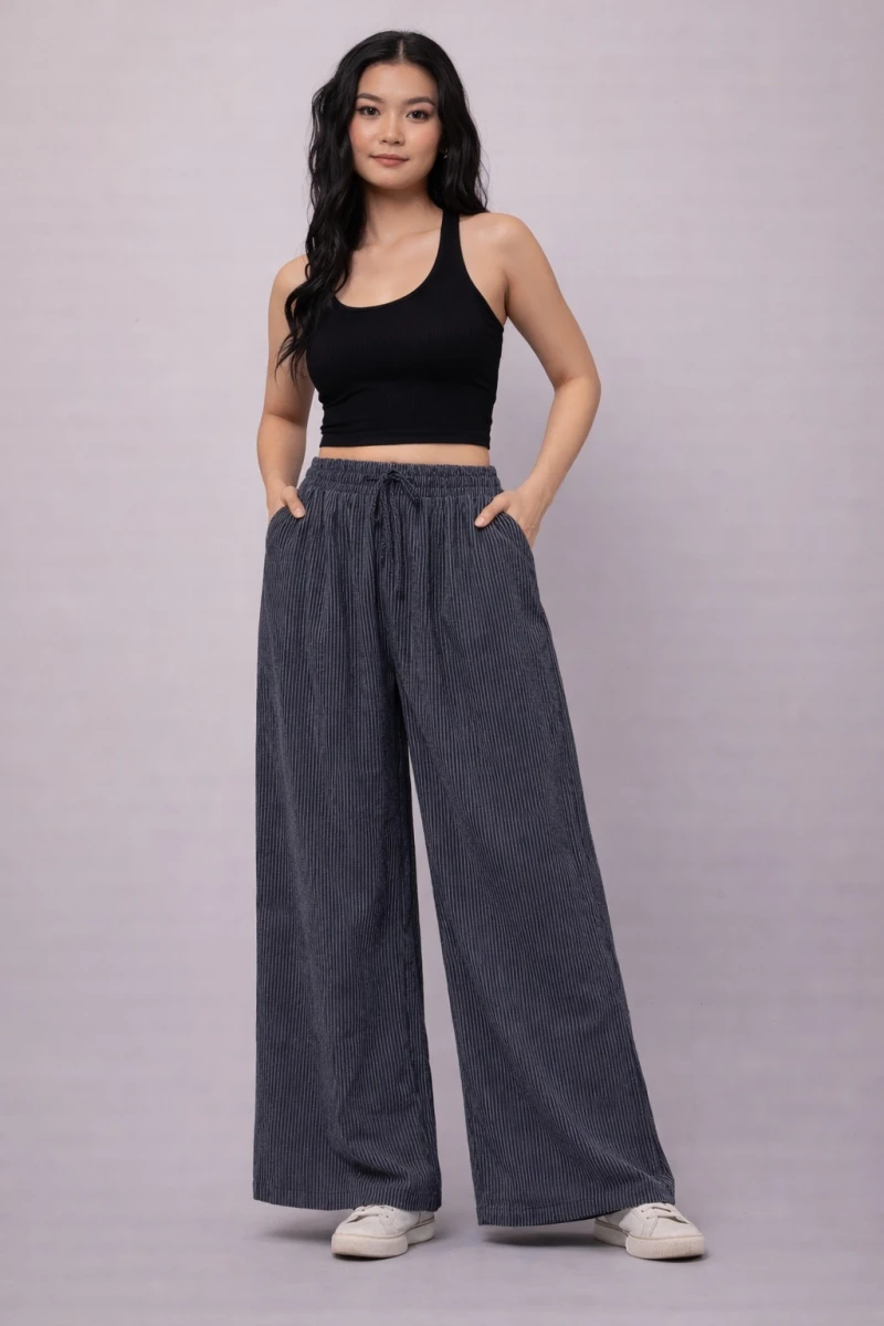 Stripe Wide-Leg Lounge Palazzo