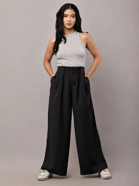 Wide-Leg Flow Korean Pants