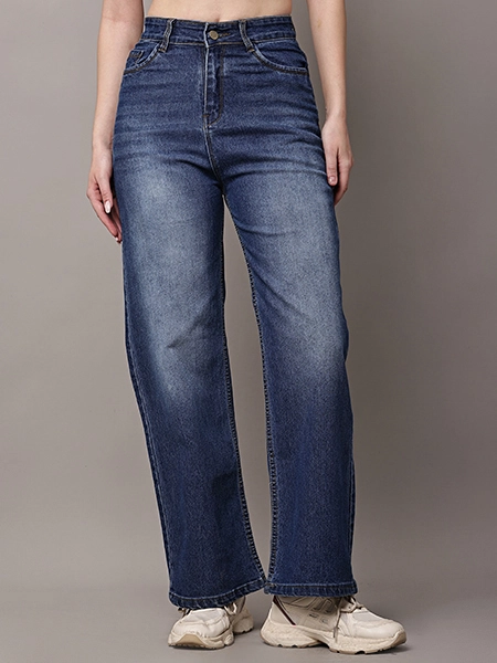 Wide straight-leg denim jeans