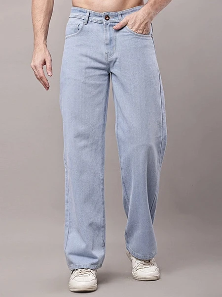 Light Blue Washed wide-leg Denim