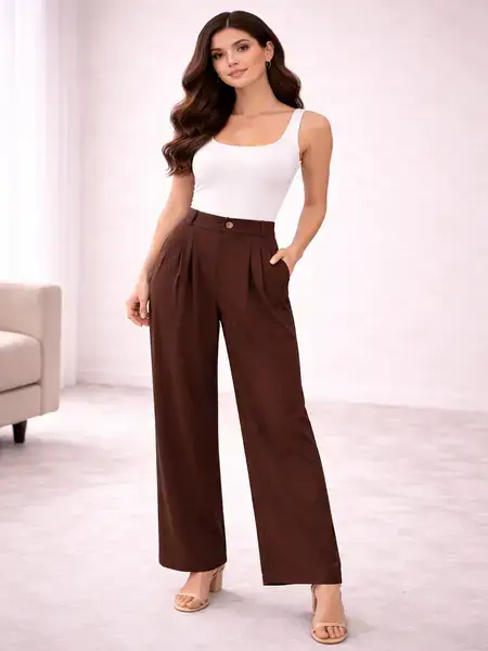 Korean Pants Belted Wide-Leg
