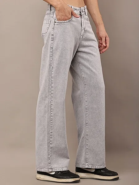 Ice Grey Wide Leg Jeans