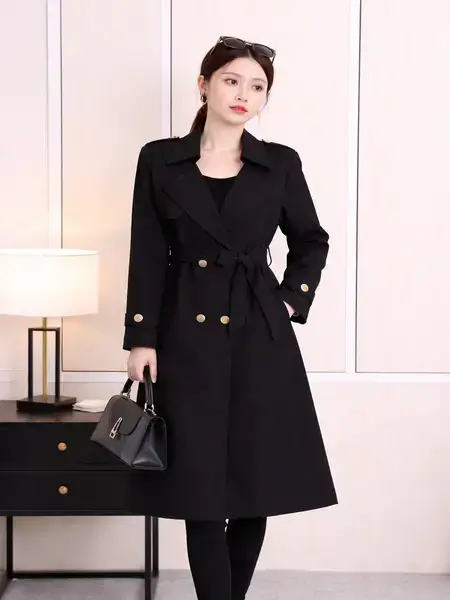 Lapel Collar Long Overcoat