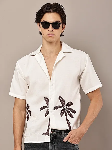 Palm Embroidered Resort Shirt