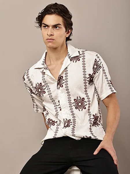 Ivory Boho Embroidered Shirt