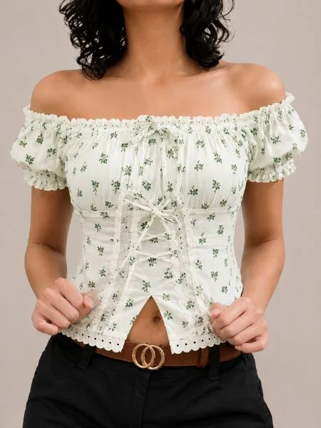 Cottagecore Off-Shoulder Top