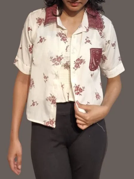 Floral Lace Patch Shirt