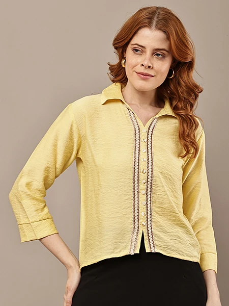 Embroidered Button Detail Top